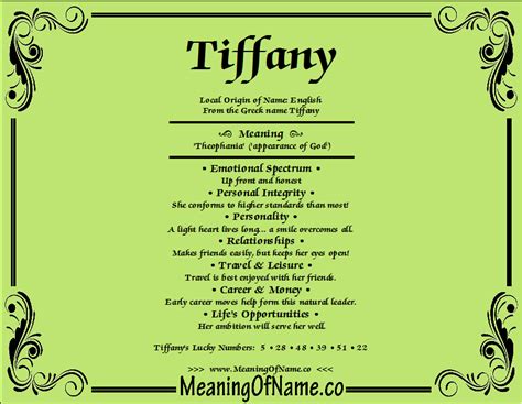 biblical meaning of tiffany